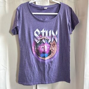 Styx Tour Concert Womens Shirt Top Large All Hits All Night Graphic Band 19607